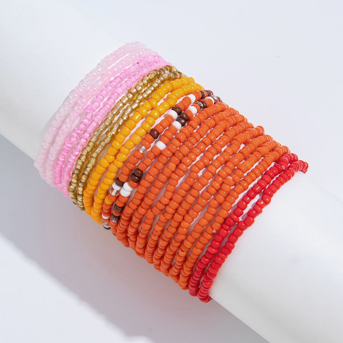 Ethnic Style Geometric Beaded Stretch Bracelet Set for Women with Resin Beads