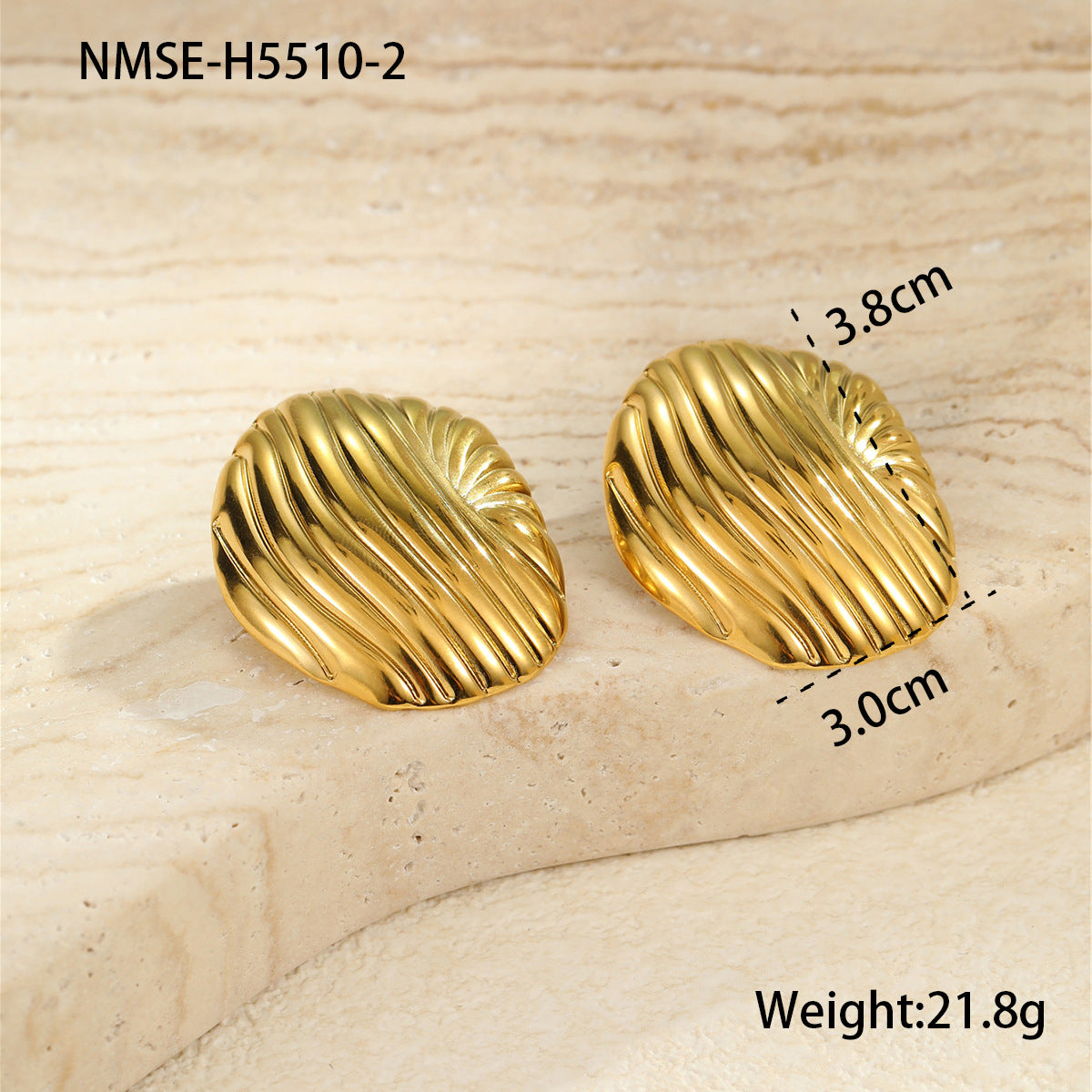 Pendientes de Tachuela de Acero Inoxidable Geométricos con Textura de Rombo y Acabado Chapado para Mujer