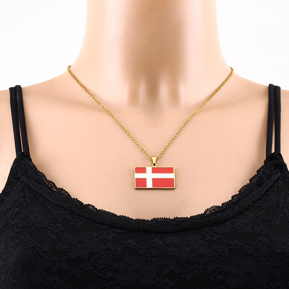 Collana con pendente smaltato in acciaio inossidabile geometrico minimalista unisex per abbigliamento casual e pendolare