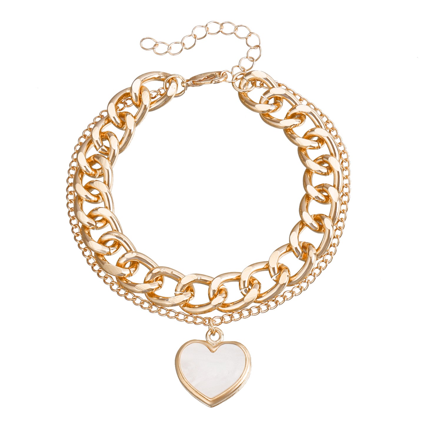 Pulsera geométrica minimalista de aleación para mujer con imitación de nácar blanco y acabado chapado