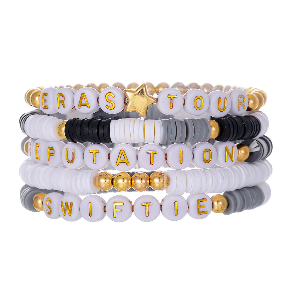 Rainbow Letter Heart Pearl Bracelet