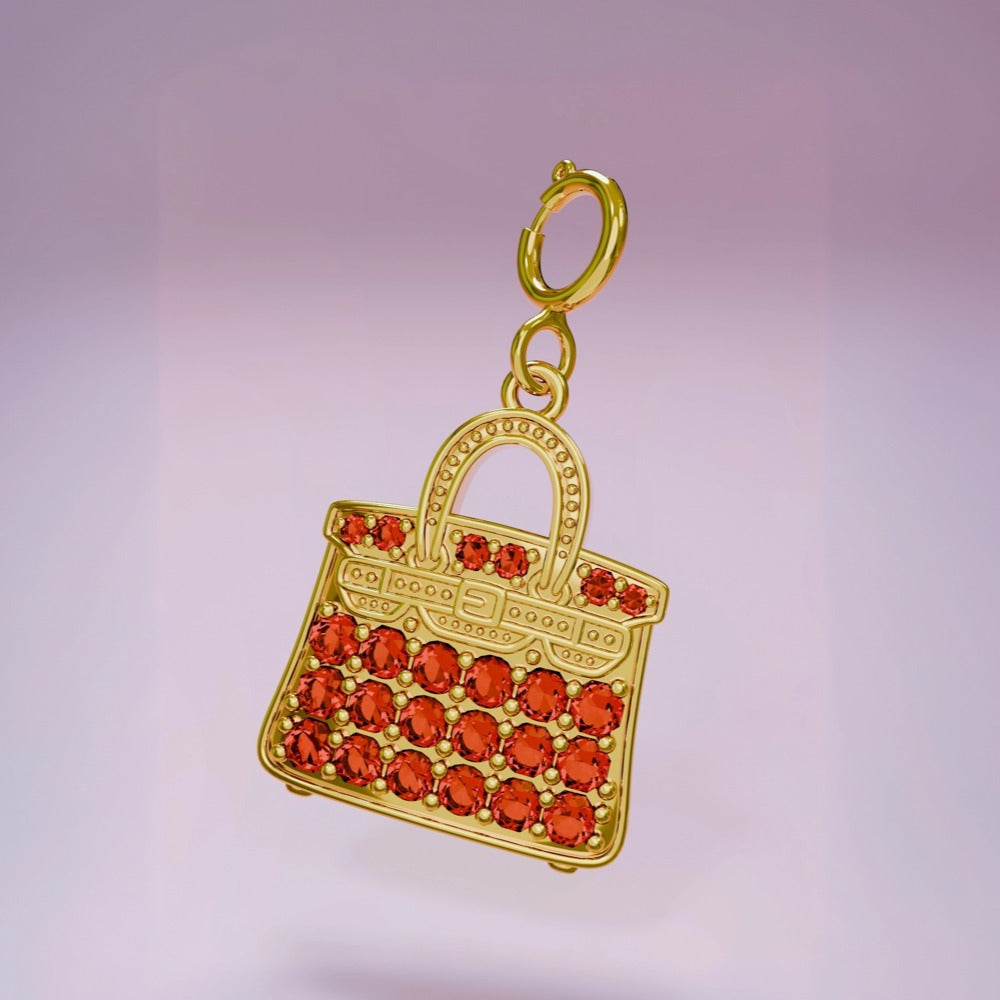 Vintage 18K Gold Plated PVD Stainless Steel Cubic Zirconia Floral Charm Bar