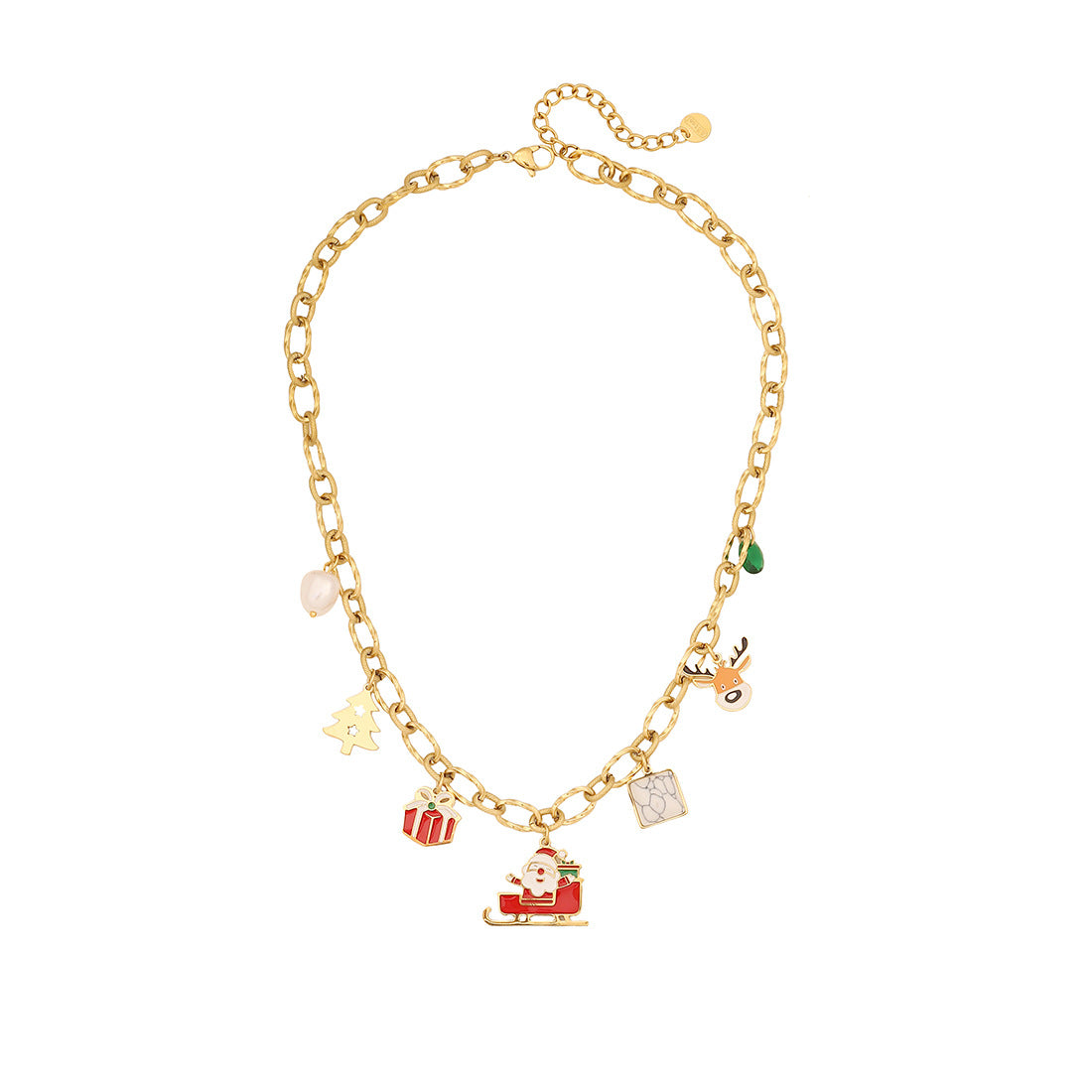 Collana Pendente Minimalista con Renna Natalizia in Acciaio Inossidabile con Finitura Galvanizzata da Donna