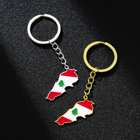 Ethnic Style Lebanon-Themed Pendant Keychain in Titanium Steel for Men and Women