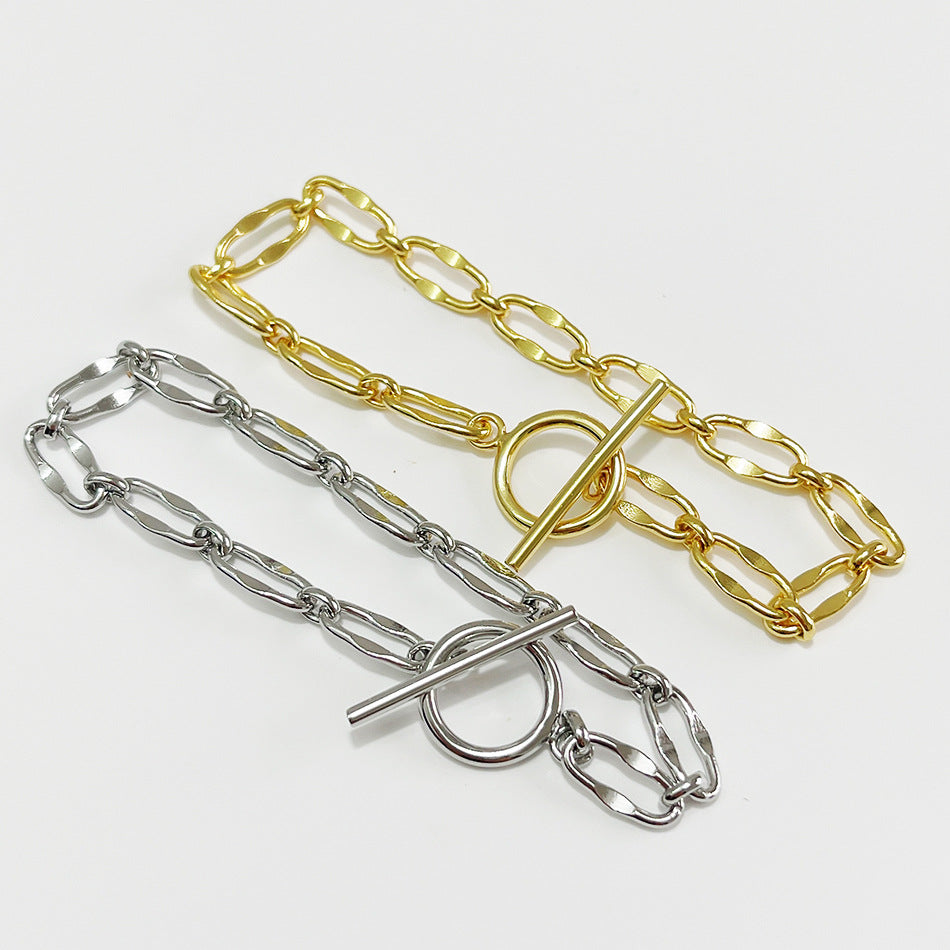 Bracciale da donna a catena grumetta ovale geometrica minimalista in argento sterling 925