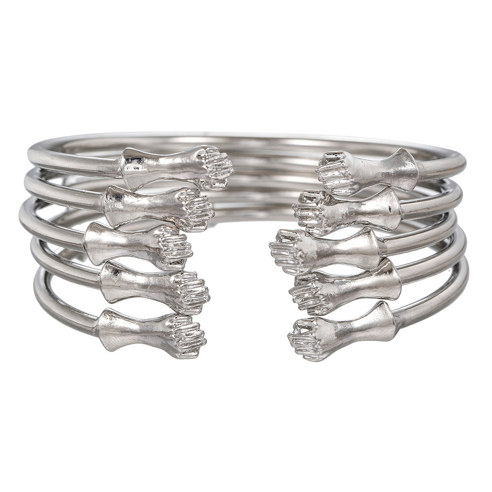 Punk Geometric Round Plated Iron Openwork Mesh Arm Cuff Set for Women