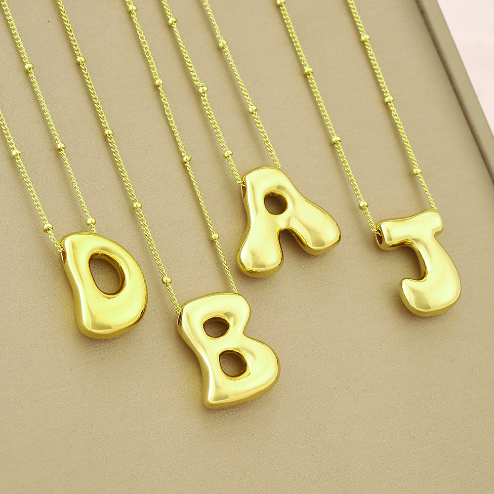 Collana girocollo minimalista da donna con ciondolo a lettera in rame placcato, catenina delicata
