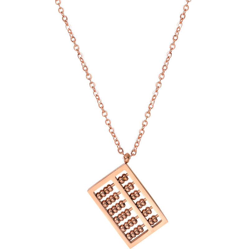 Minimalist Geometric Titanium Steel Rose Gold Plated O-Chain Necklace for Women with Square Pendant