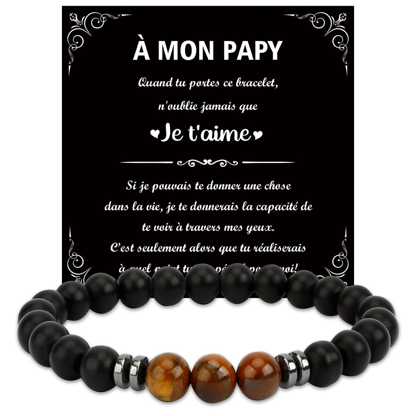 Men's Hand-woven Matte Tiger's Eye Geometric Bracelet with Magnetic Spacer