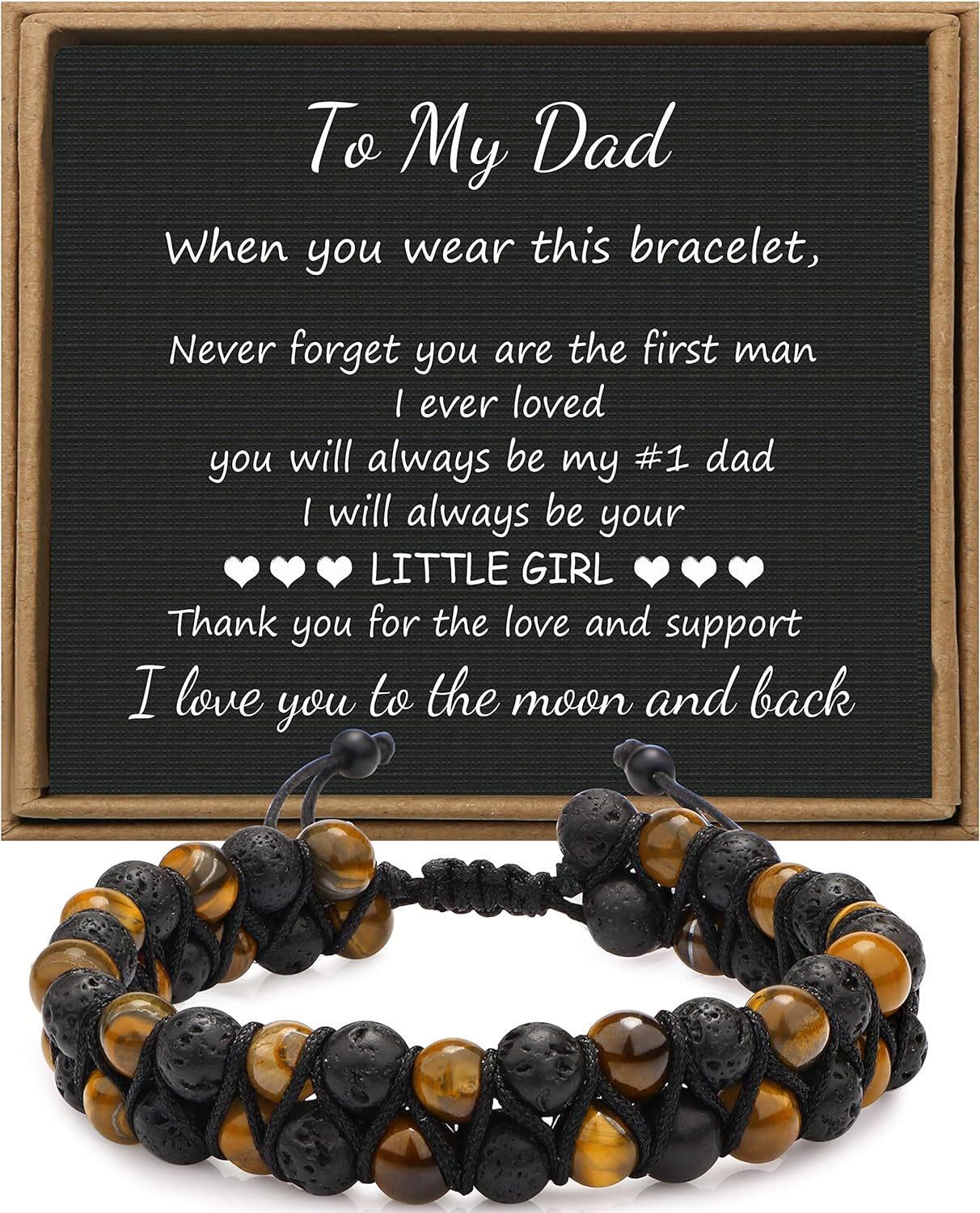 Men's Geometric Tiger's Eye Beaded Bracelet Adjustable Double Layer Handmade Gift