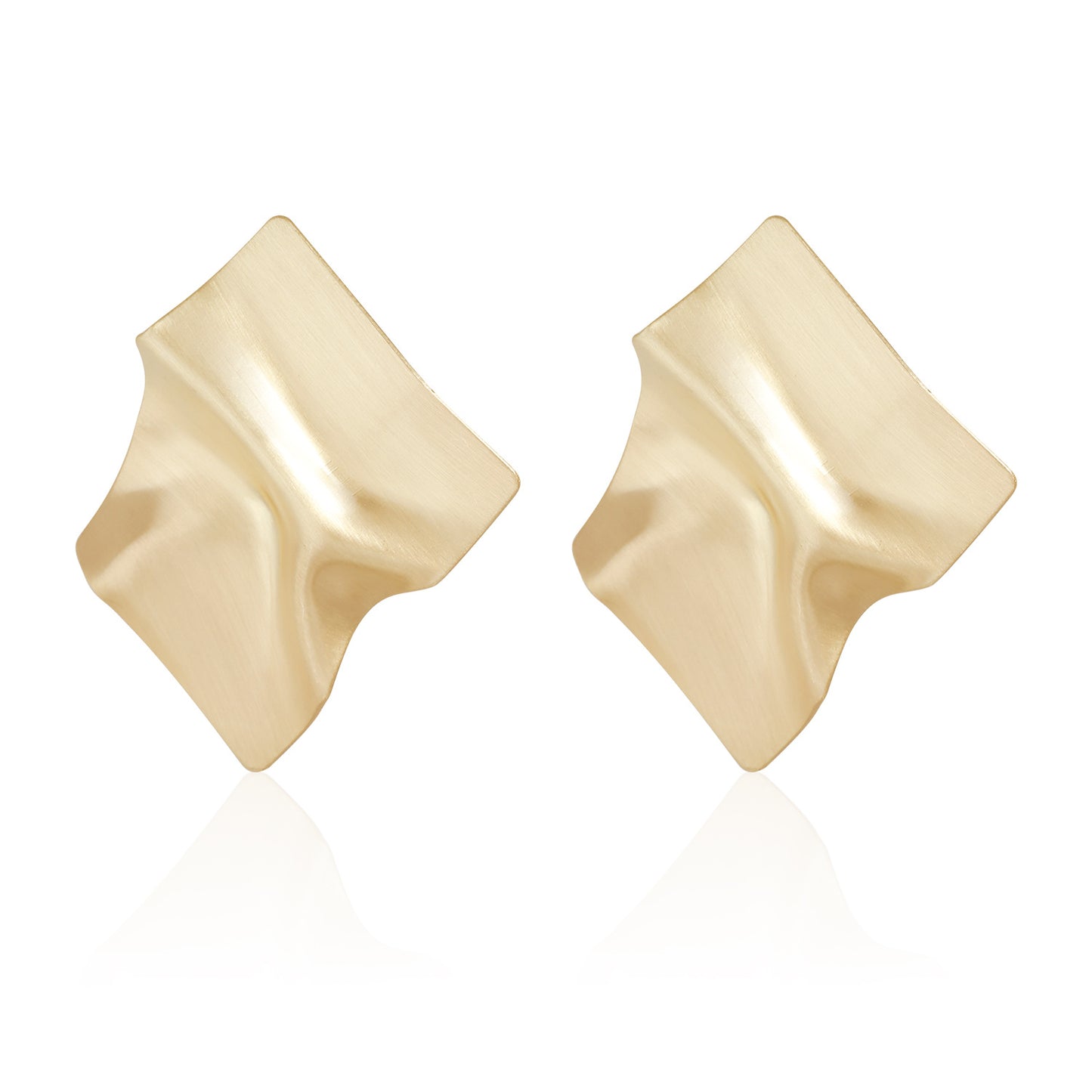 Vintage Geometric Irregular Crinkled Stud Earrings for Women Zinc Alloy with Electroplating Metallic Finish