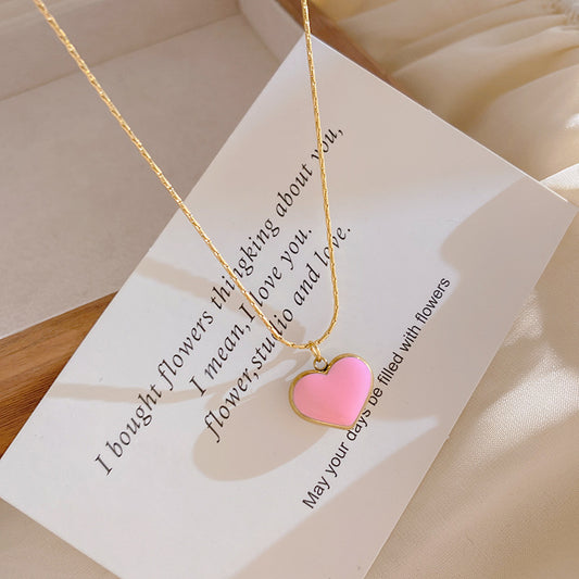 Minimalist Luxury Plated Titanium Steel Heart Pendant Necklace for Unisex