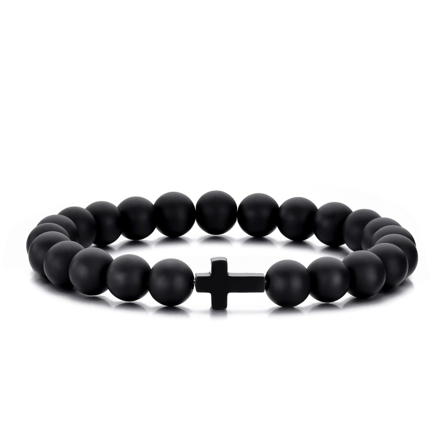 Men's Matte Agate Cross Bracelet