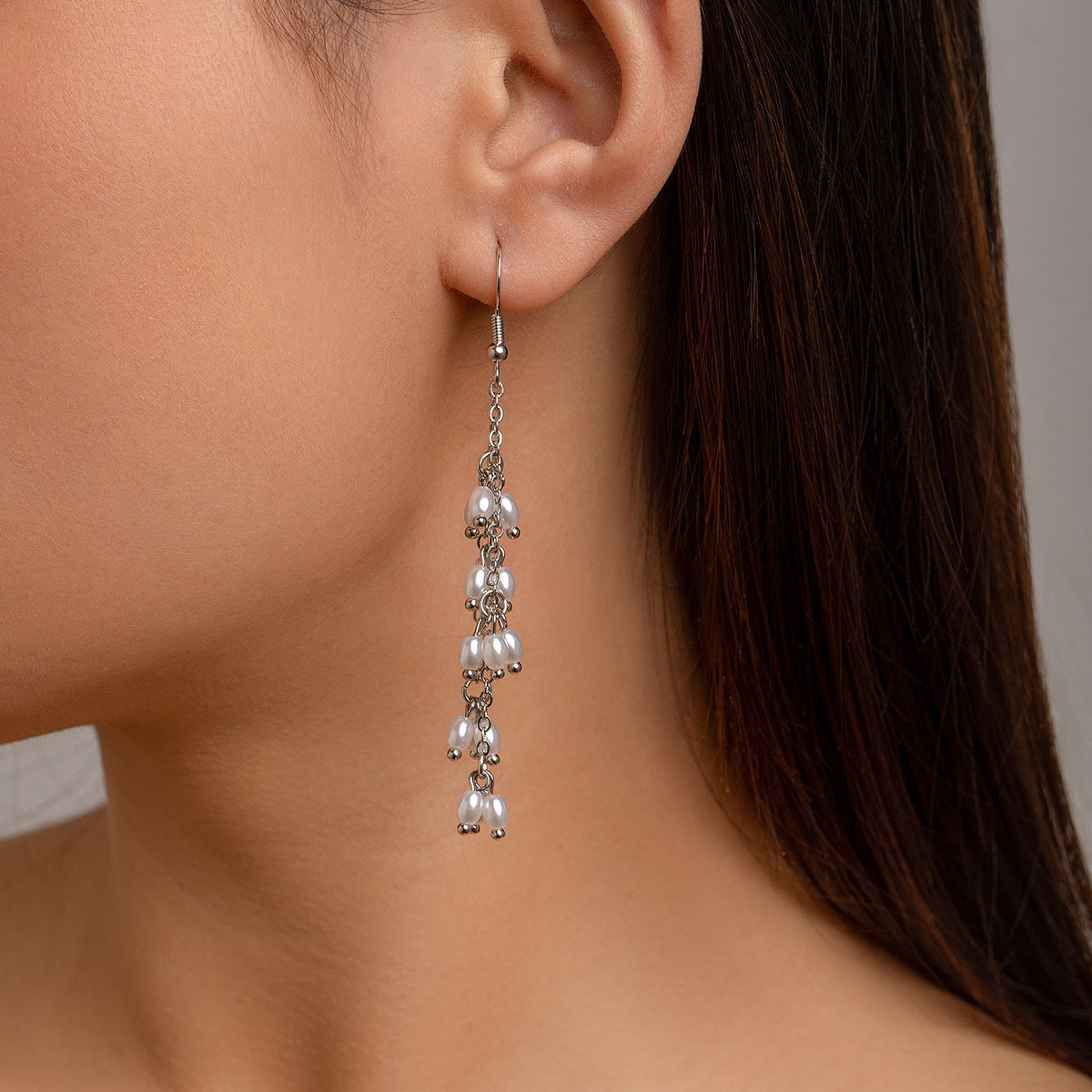 Minimalist Elegant Geometric Alloy Plated Double Layer Pearl Necklace for Women