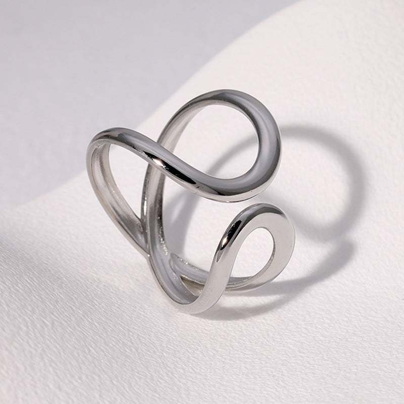 Anello Minimalista Asimmetrico Geometrico da Donna in Acciaio Inossidabile Placcato Oro