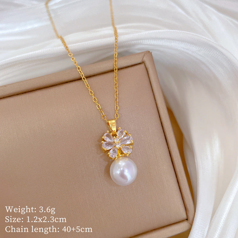 Collana Minimalista Geometrica in Acciaio al Titanio con Pendente in Rame Placcato Oro su Catena a Maglie per Uomo e Donna
