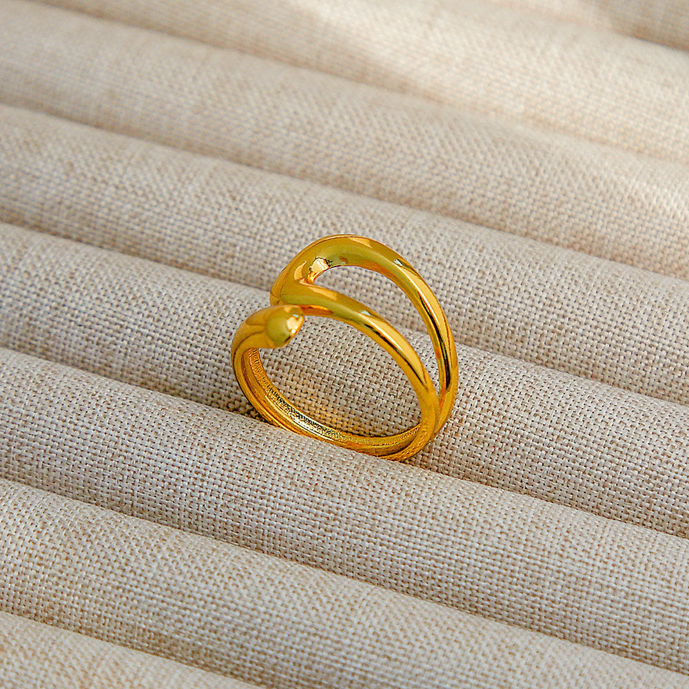 Anello regolabile in acciaio al titanio, stile hip hop geometrico, placcato per donna