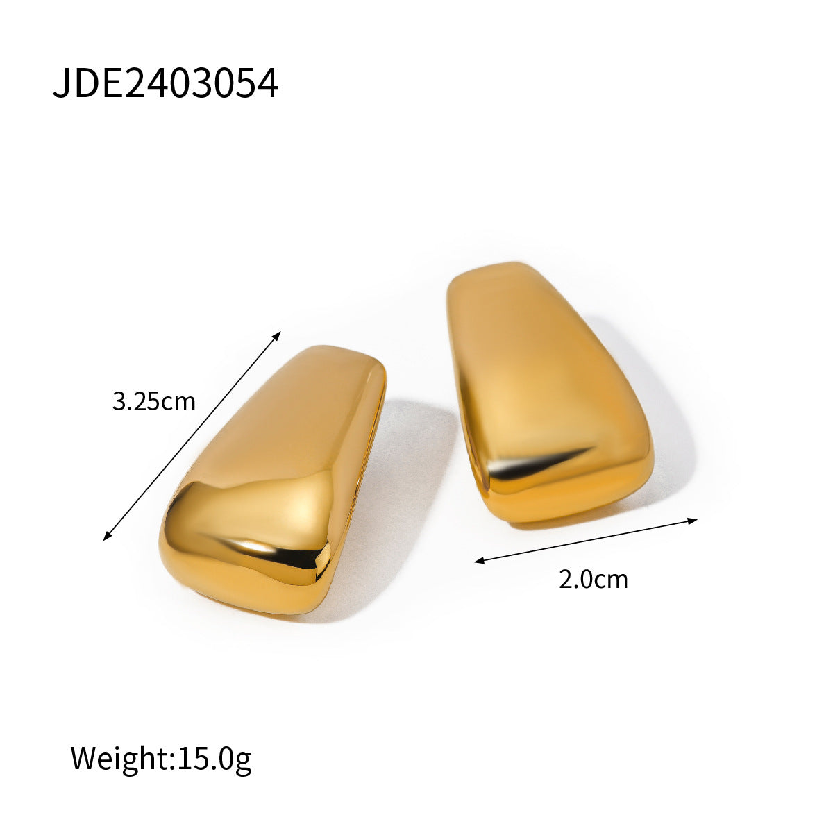 Minimalist Geometric Square Stainless Steel PVD Plated Stud Earrings for Women