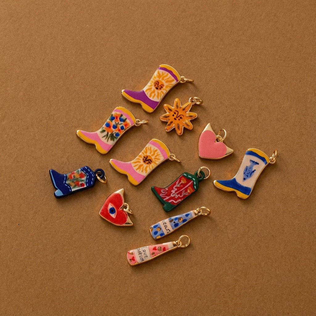 Vintage Plated Brass Heart Charm Bar