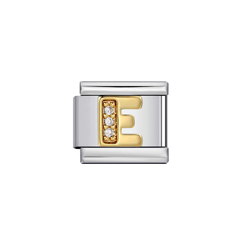 Gold Plated Stainless Steel Letter Charm Bar Bracelet DIY Modular Detachable Unisex