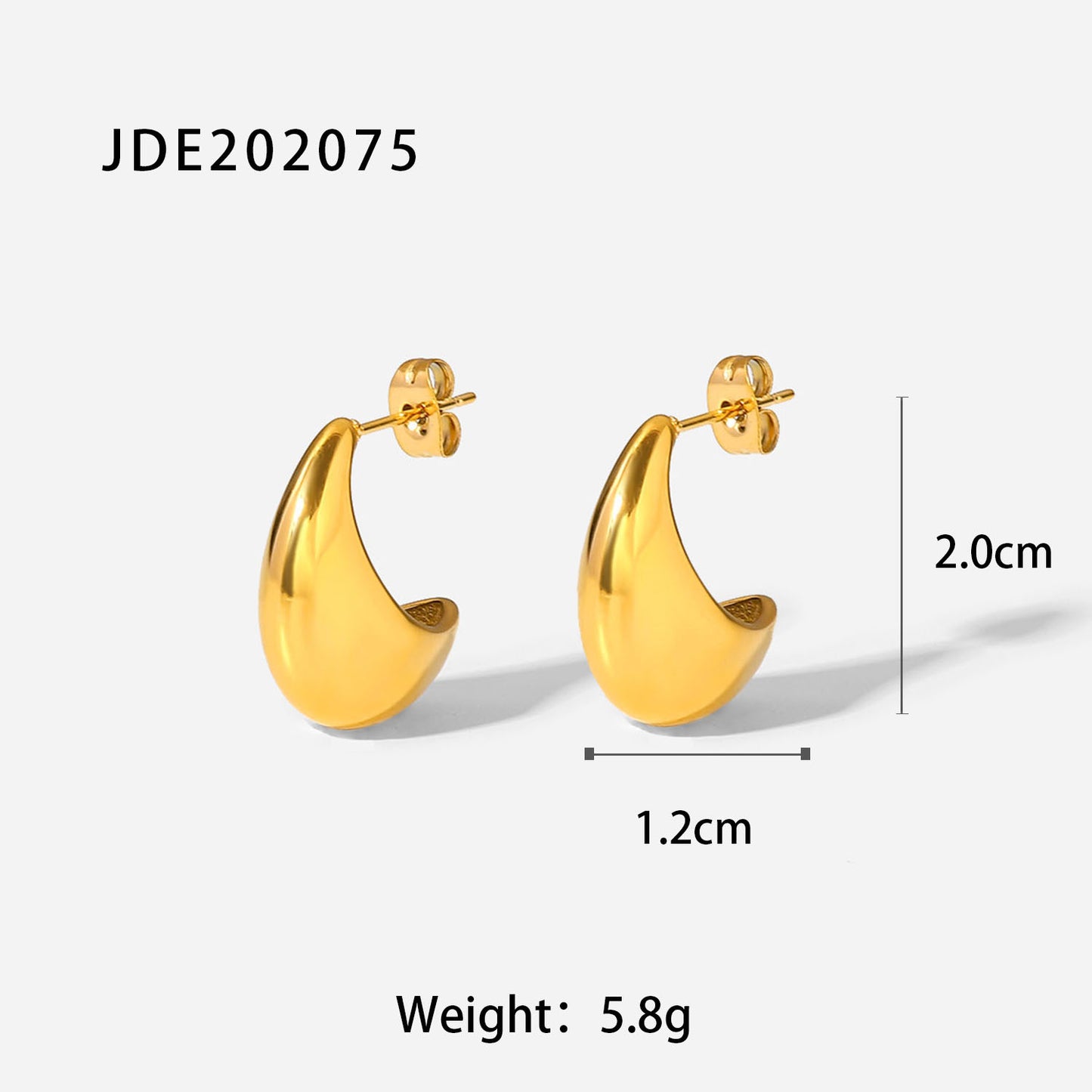 Orecchini a cerchio geometrici in acciaio inossidabile con placcatura in oro PVD 18K, design liscio e cavo, gioielli per l'orecchio alla moda e minimalisti