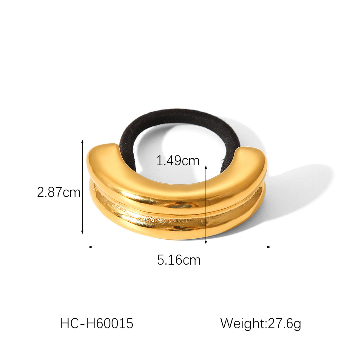 Fascia per capelli con fiocco curvo in acciaio inossidabile placcato oro 18K in stile Ins alla moda