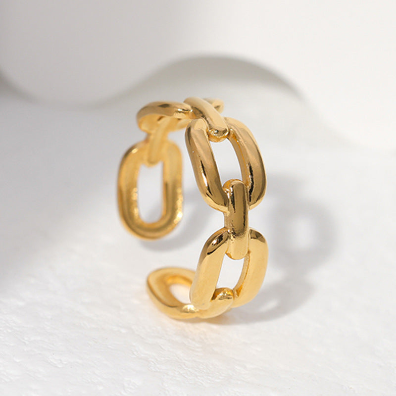 Anillo Minimalista Geométrico Ajustable de Titanio y Acero para Mujer y Hombre Banda de Acero Inoxidable Galvanizado