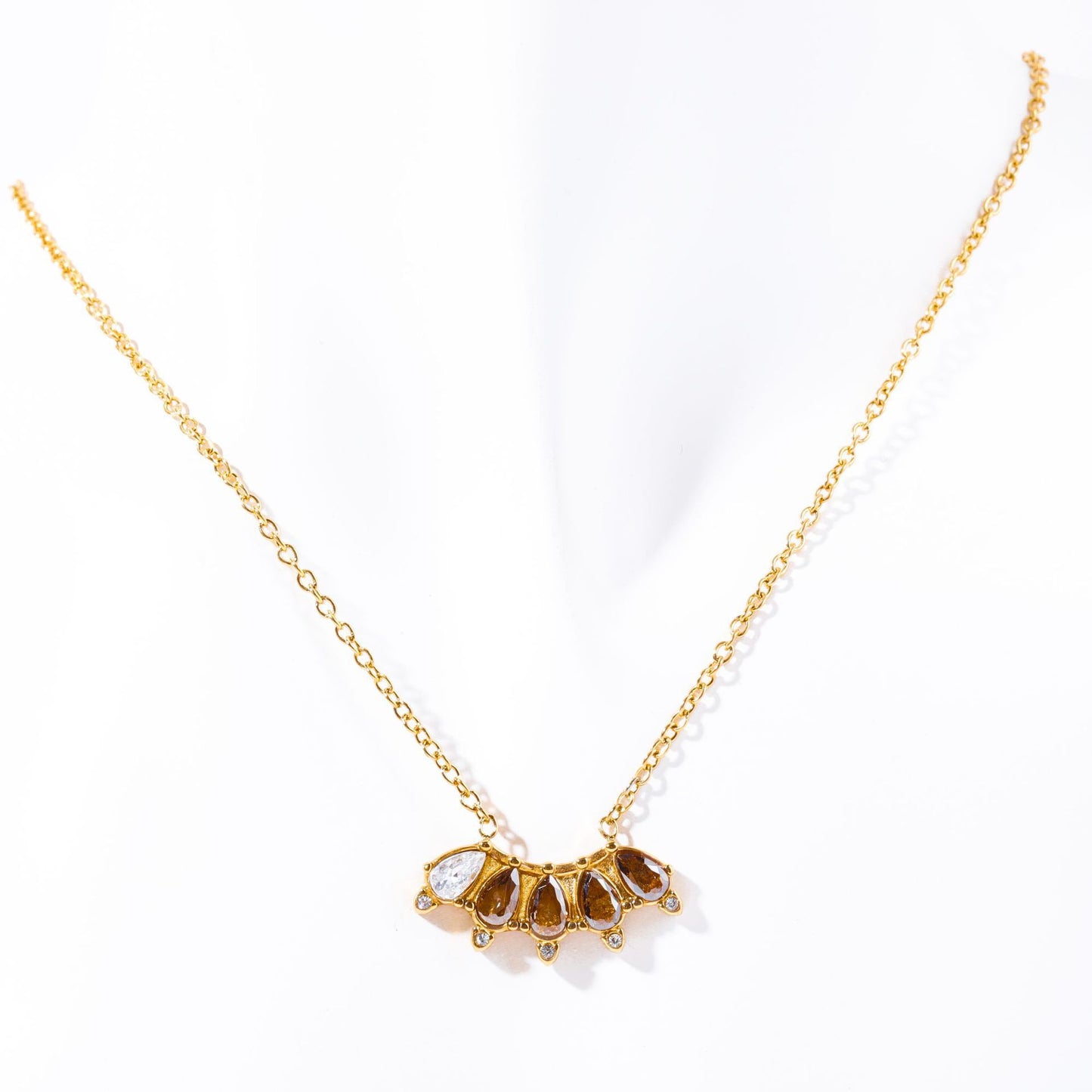Vintage Geometric Stainless Steel Choker Necklace with 18K Gold Plating and Birthstone Accents