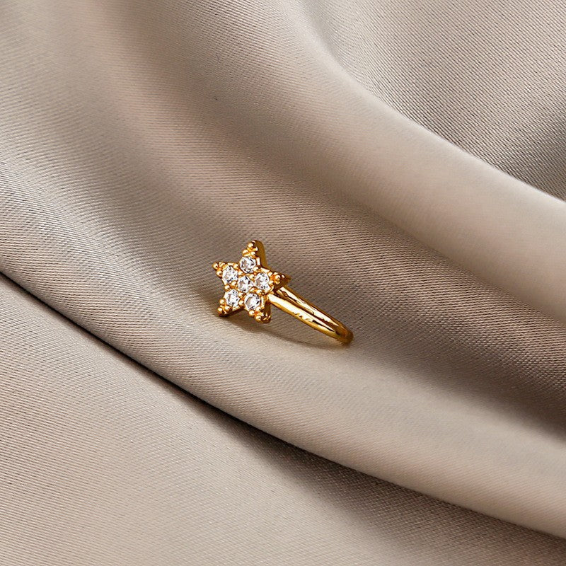 Minimalist Geometric U-Shaped Nose Clip Brass 18K Gold Plated Cubic Zirconia Adjustable Charm Bar