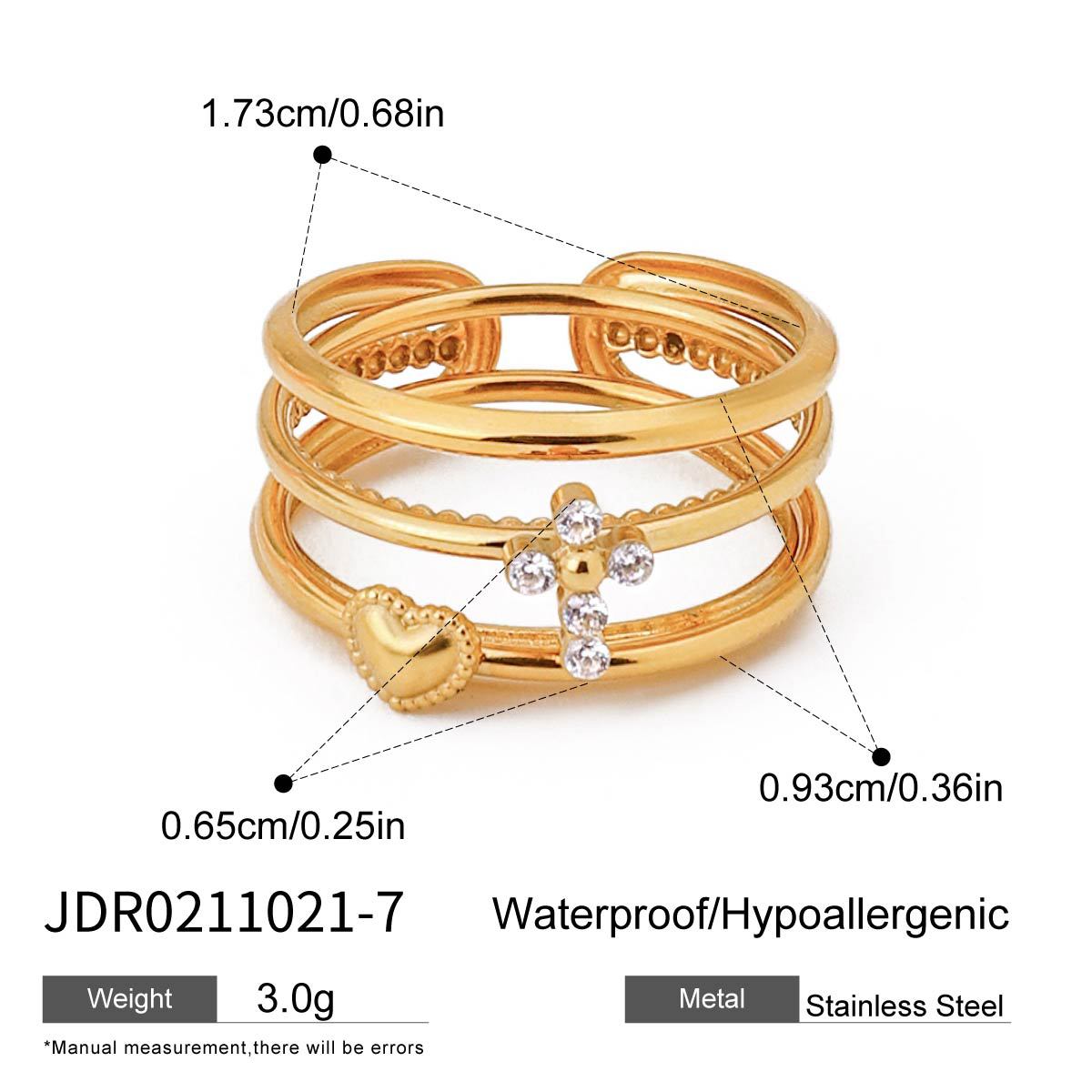 Geometric Floral Plated Stainless Steel Ring for Women