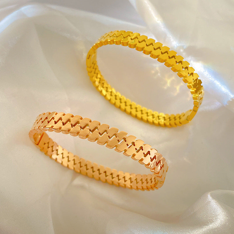 Vintage Polka Dot Plated Titanium Steel Double Layer Bracelet