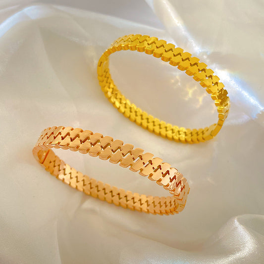 Vintage Polka Dot Plated Titanium Steel Double Layer Bracelet