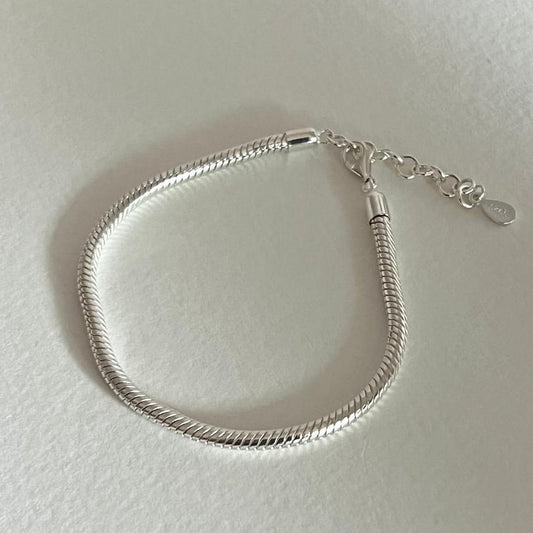 Bracciale a catena spessa geometrica minimalista a serpente in argento sterling 925 con finitura placcata