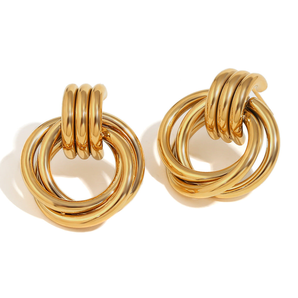 Orecchini alla Moda in Acciaio Inossidabile Geometrici Vintage Placcati Oro 18K da Donna