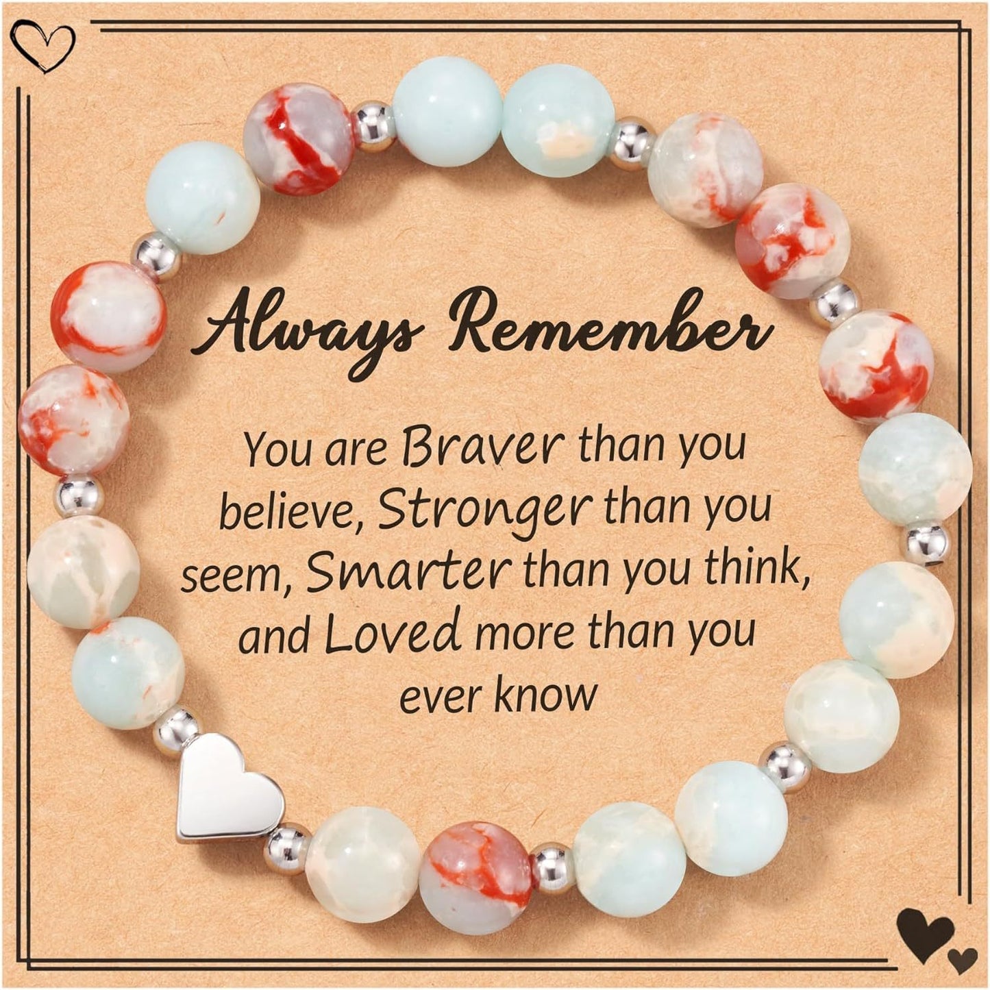 Sweet Heart Shaped Pink Zebra Agate Bracelet for Women