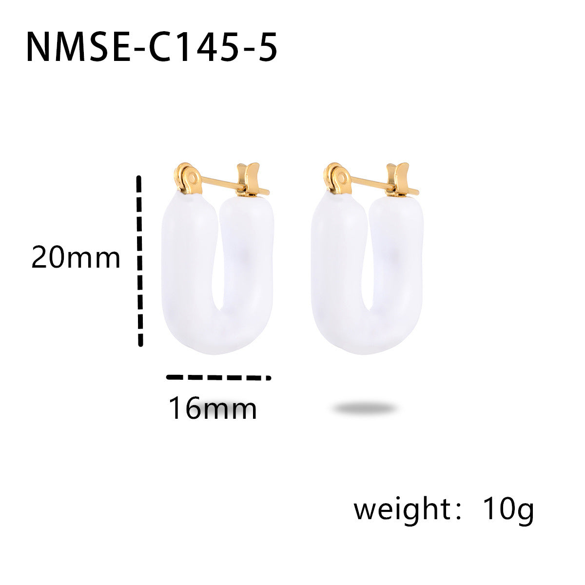 Pendientes franceses vintage de esmalte en forma de U de acero titanio para mujer, diseño irregular minimalista, joyería de moda de acero inoxidable