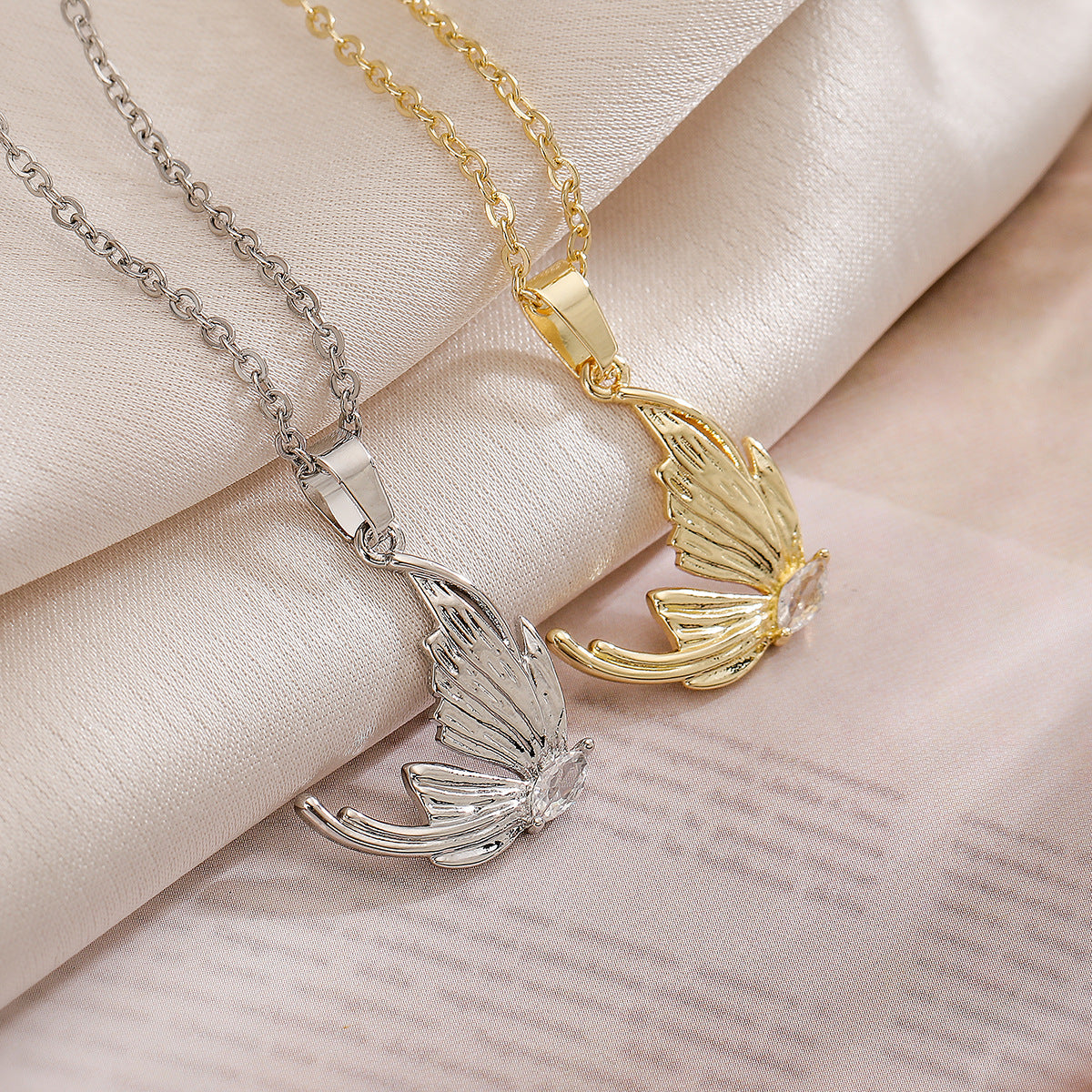 Minimalist Butterfly Pendant Necklace for Women with Gold-Plated Copper and Zircon Inlay, Geometric Design Locket Chain