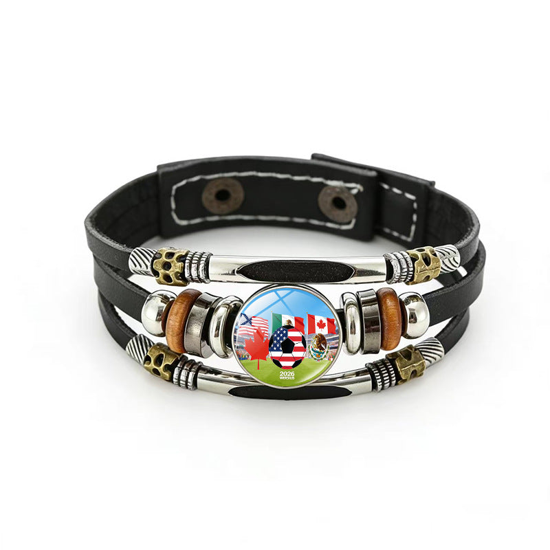 Bracciale in pelle placcato geometrico unisex