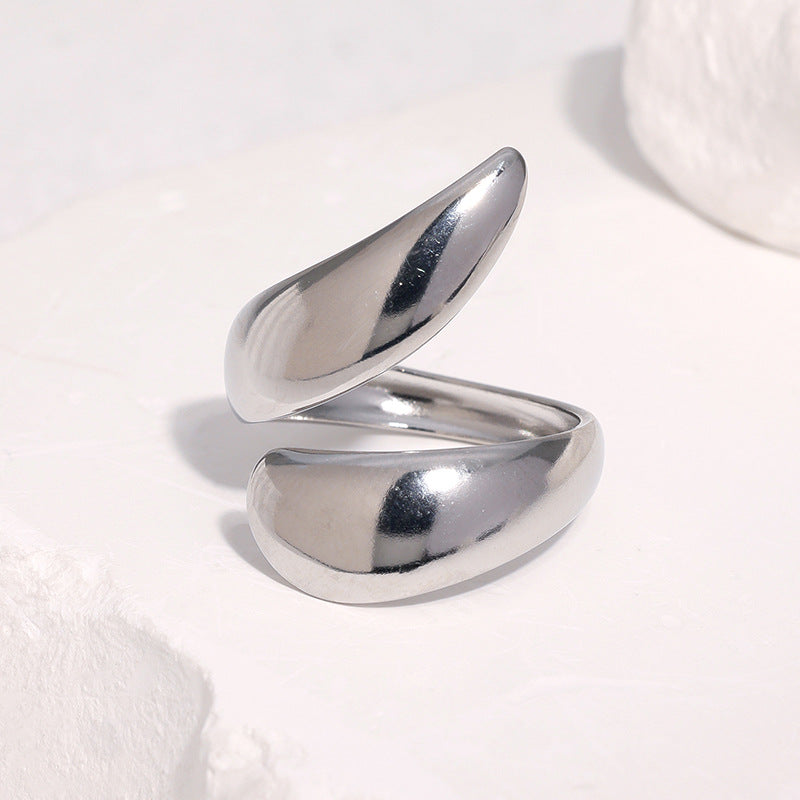 Minimalist Geometric Plated Stainless Steel Open Ring for Women
