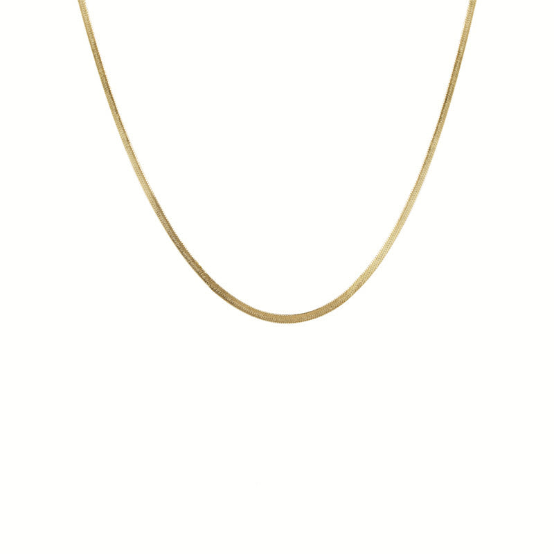 Gargantilla Minimalista Geométrica de Acero Inoxidable Chapado en Oro con Cadena de Serpiente Plana para Mujer y Hombre