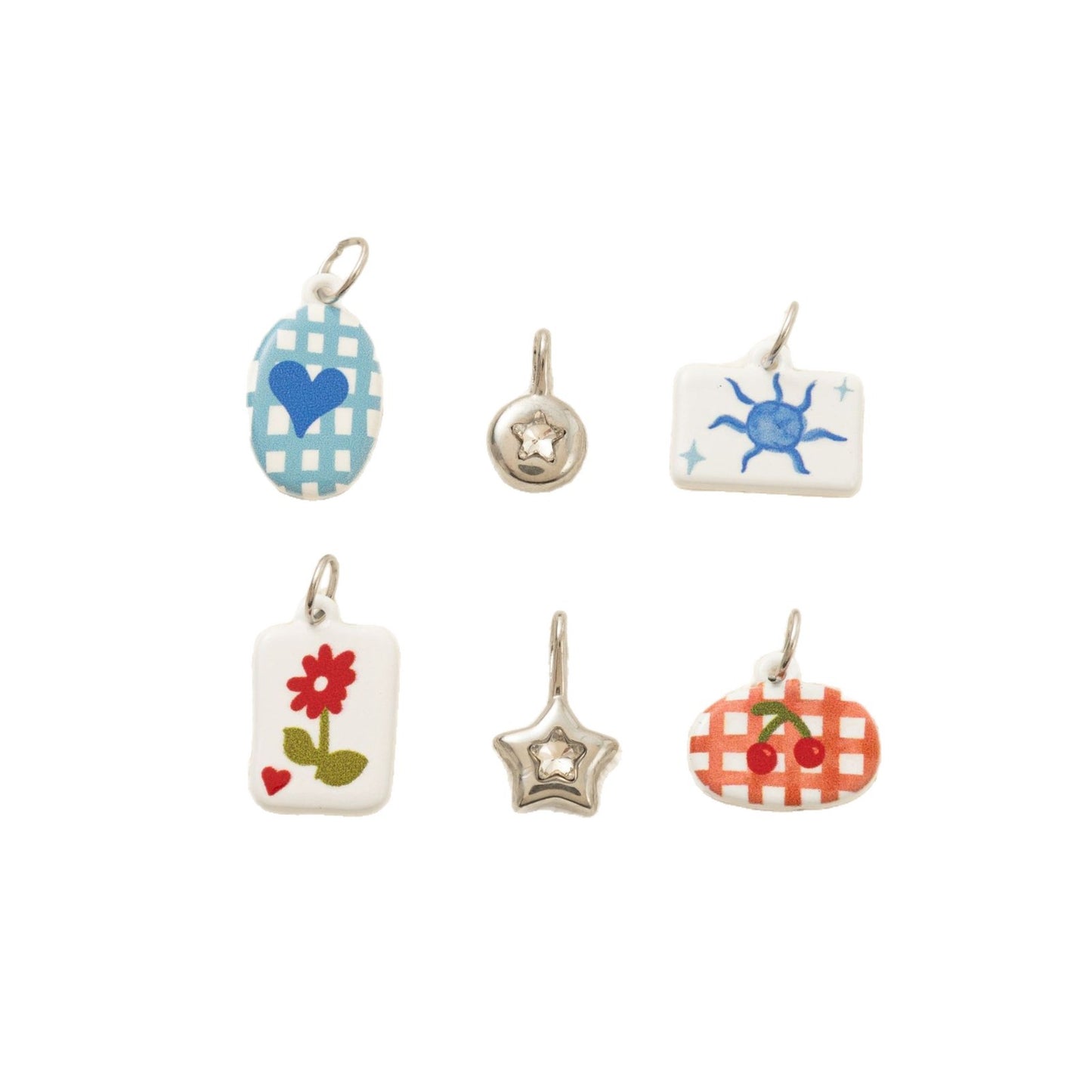 Colorful Titanium Steel Star Heart Leaf Pendant with Cubic Zirconia Plated for Unisex
