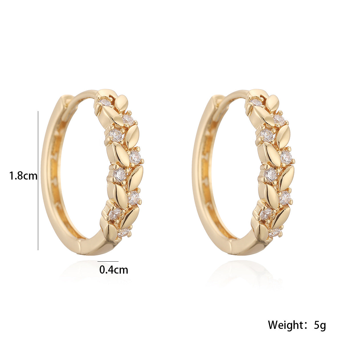 Elegant Minimalist Geometric Brass Gold Plated Hoop Earrings with Cubic Zirconia Inlay for Women