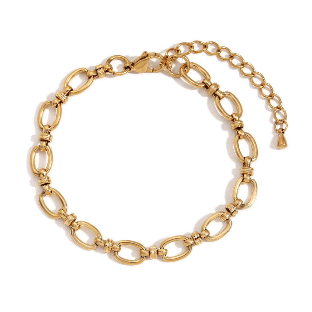 Bracciale da donna placcato oro 14K con croce e chiusura a moschettone in acciaio inossidabile geometrico minimalista