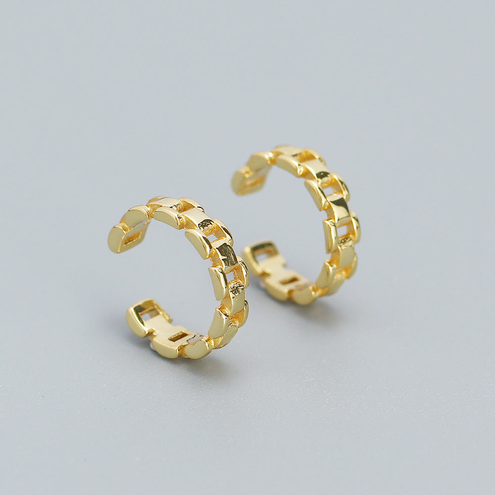 Minimalist Fashion-Commuter Style 925 Sterling Silver Clip-On Earrings for Women and Men — Pain-Free Ear Cuff Hoop Design