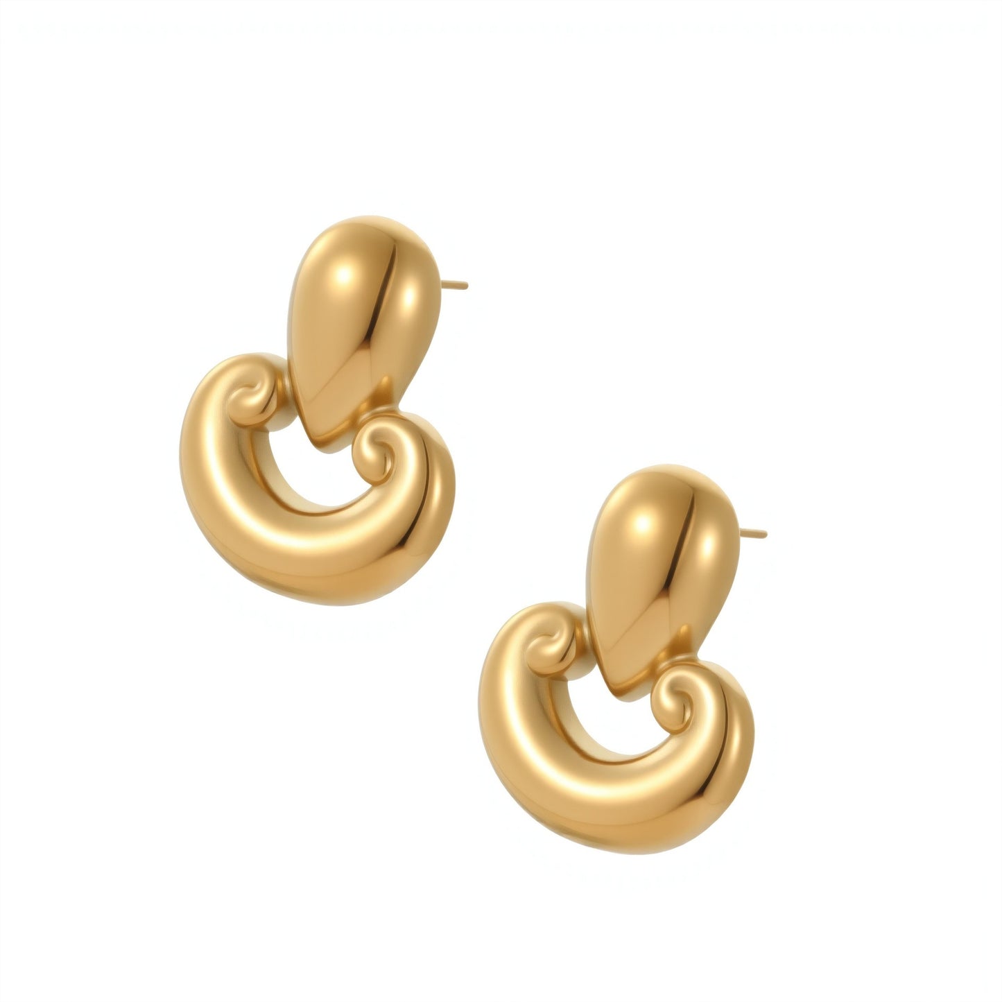 Pendientes de mujer de acero inoxidable con diseño geométrico y de gota de agua, chapados en oro de 18 quilates y plata.