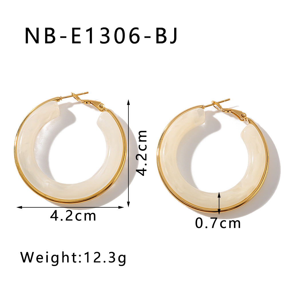 Minimalist Geometric Stainless Steel Ear Cuffs with 18K Gold Plating and Hollow Circle Design for Women