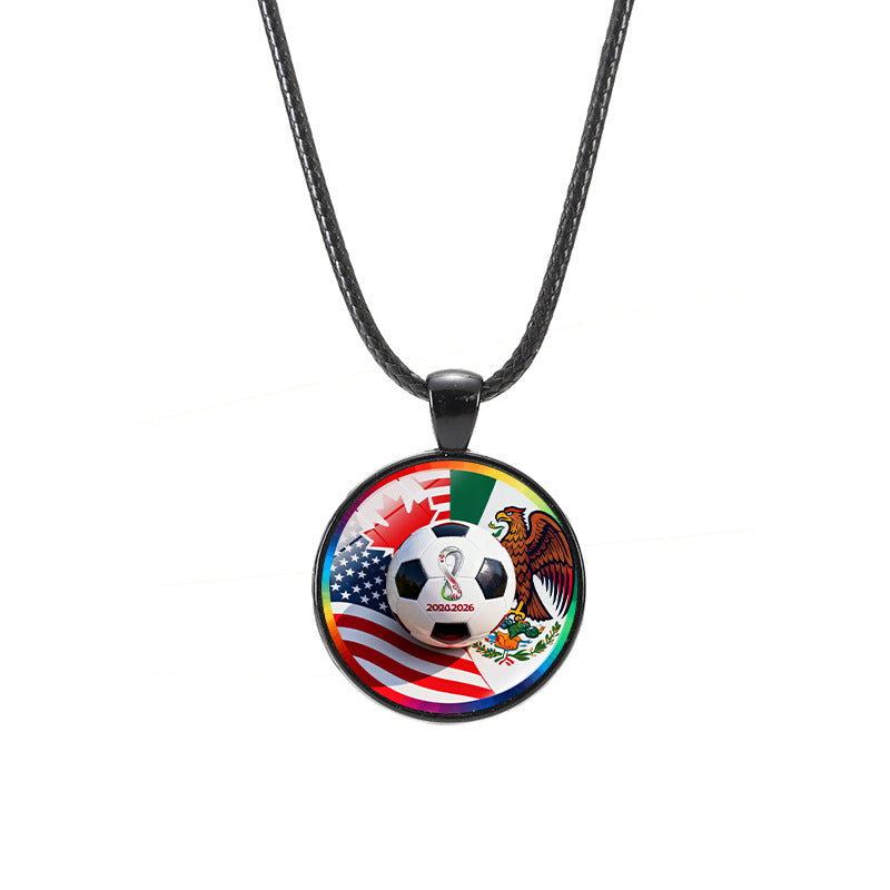 Sporty Geometric Crystal Alloy Pendant Necklace Unisex Casual Leather Cord