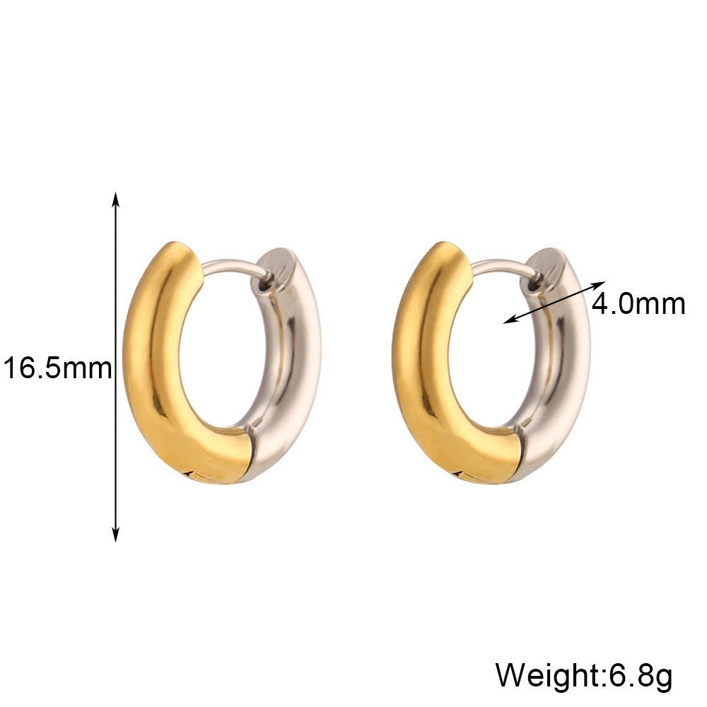 Minimalist Luxe Bamboo-Textured Stainless Steel Hoop Earrings with 18K Gold Plating for Women