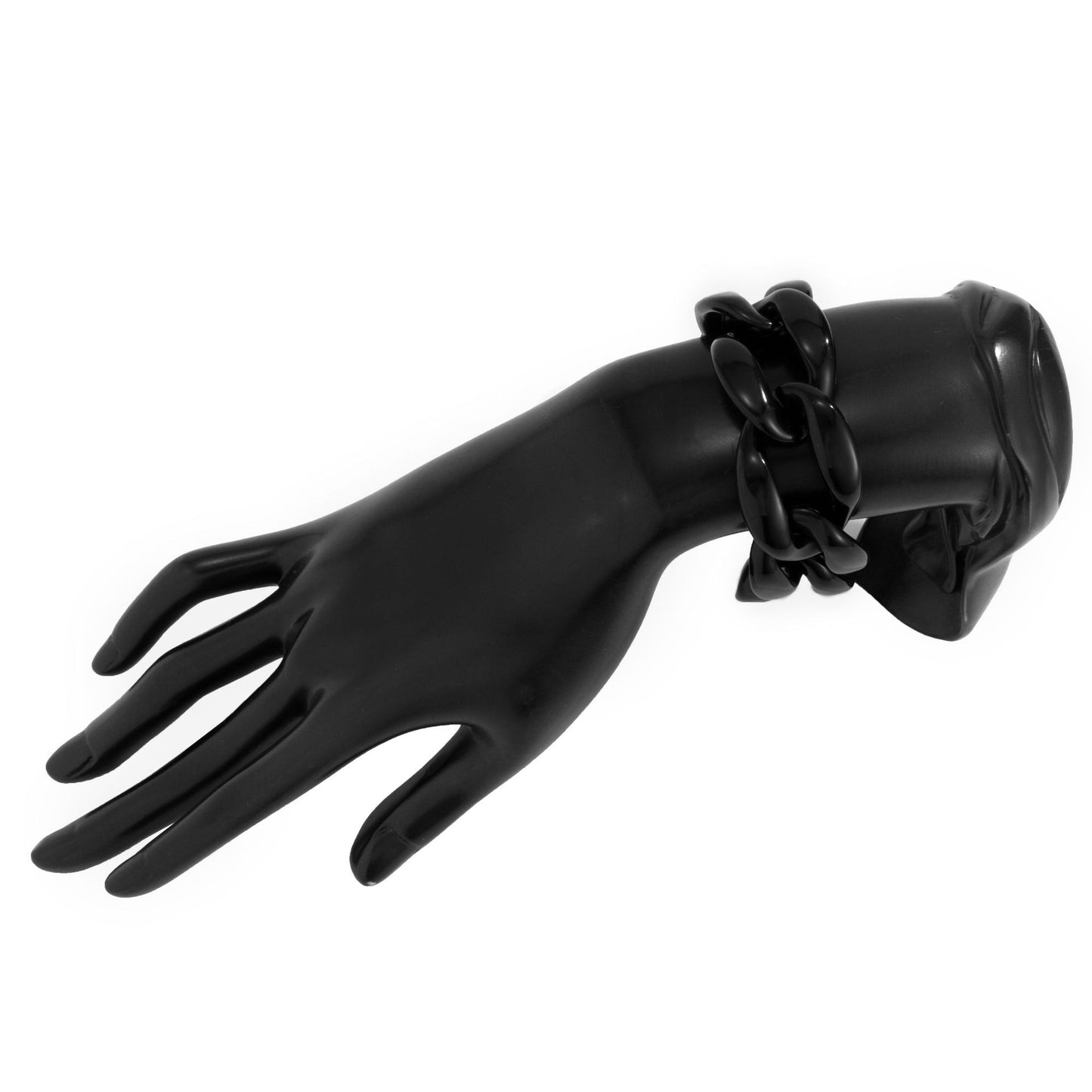 Bracciale geometrico in acrilico stile punk con chiusura a catena spessa e finitura galvanizzata