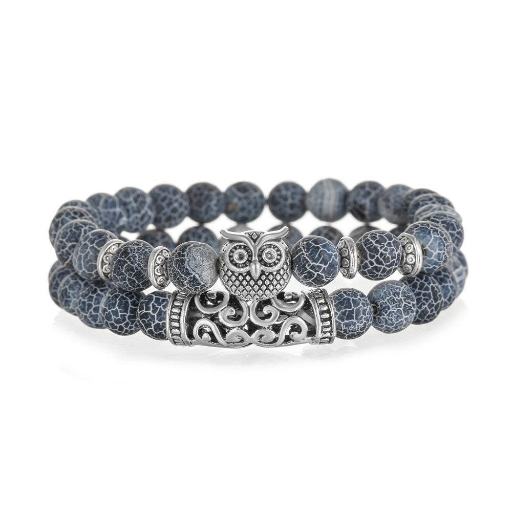 Animal Tiger's Eye Volcanic Stone Stretch Bracelet Set Unisex